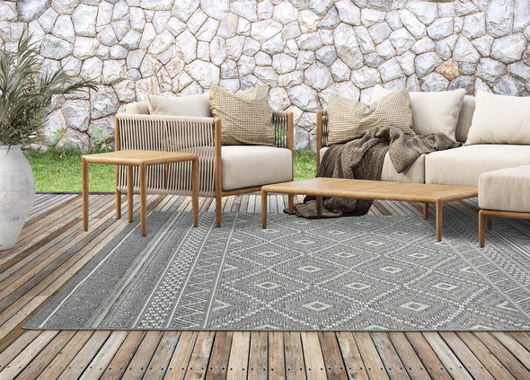 Covor Calgary pentru interior si exterior tesatura plata gri 200x280 cm - LunaHome.ro