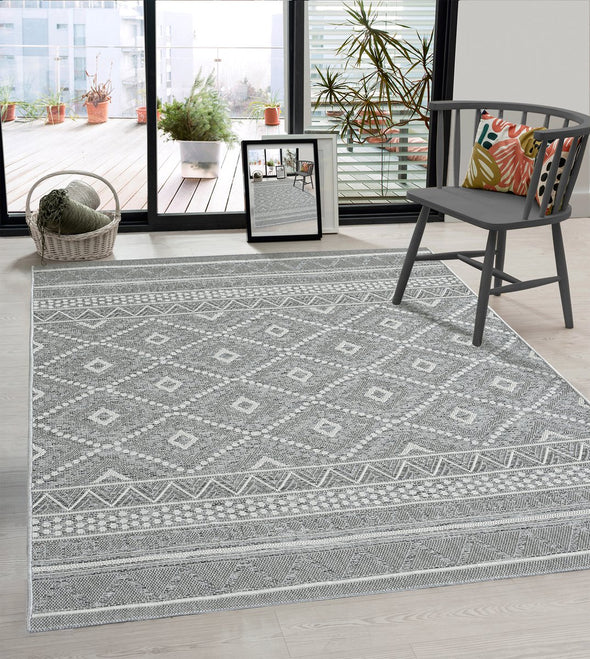 Covor Calgary pentru interior si exterior tesatura plata gri 200x280 cm - LunaHome.ro