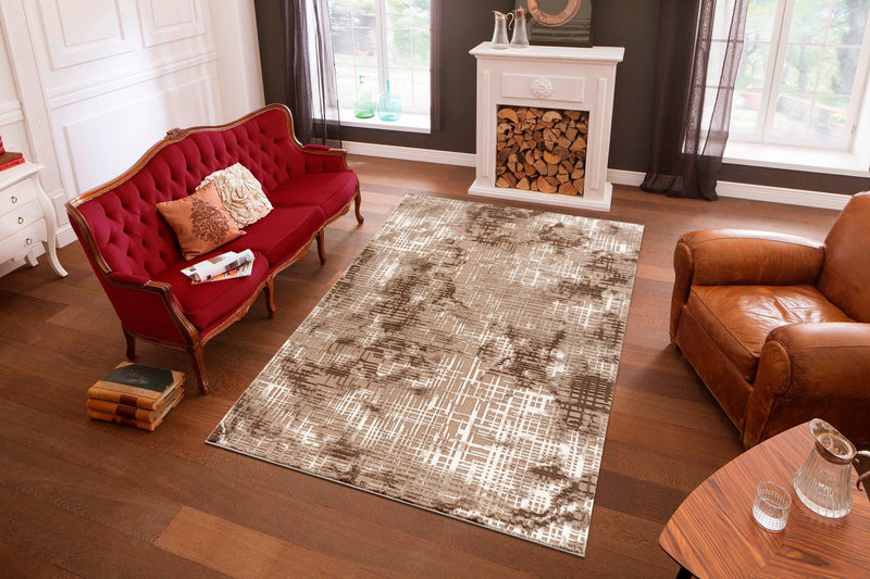 Covor Cansu cu model 3D aspect vintage maro, 60x90 cm - LunaHome.ro