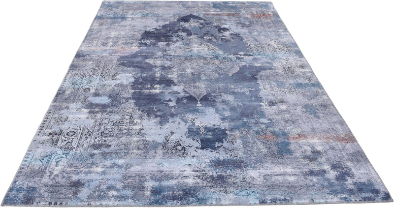 Covor Cecilia cu model oriental aspect vintage albastru, 90x160 cm - LunaHome.ro