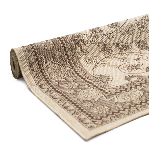 Covor Claren de interior si exterior cu tesătură plată bej maro 240x320 cm