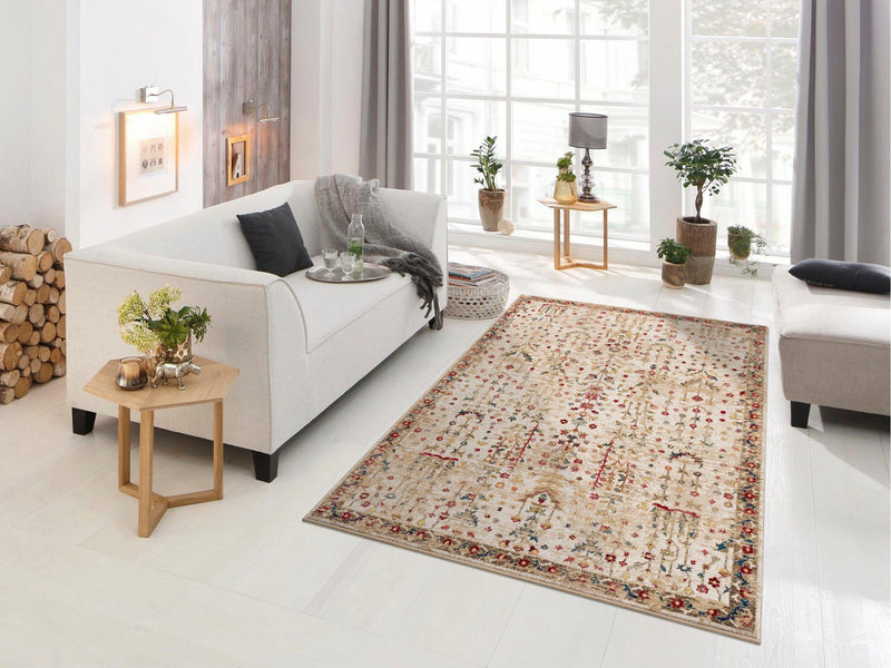 Covor Clovis bej cu design oriental, potrivit pentru podele incalzite - LunaHome.ro