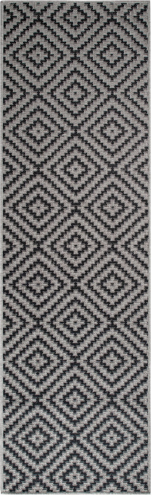 Covor Cordoba de interior si exterior negru cu gri 67x230 cm - LunaHome.ro
