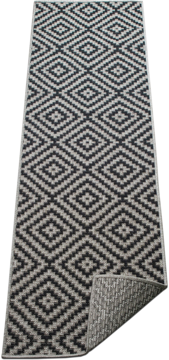 Covor Cordoba de interior si exterior negru cu gri 67x230 cm - LunaHome.ro
