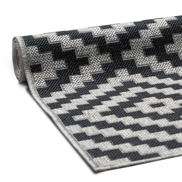 Covor Cordoba de interior si exterior negru cu gri 67x230 cm - LunaHome.ro