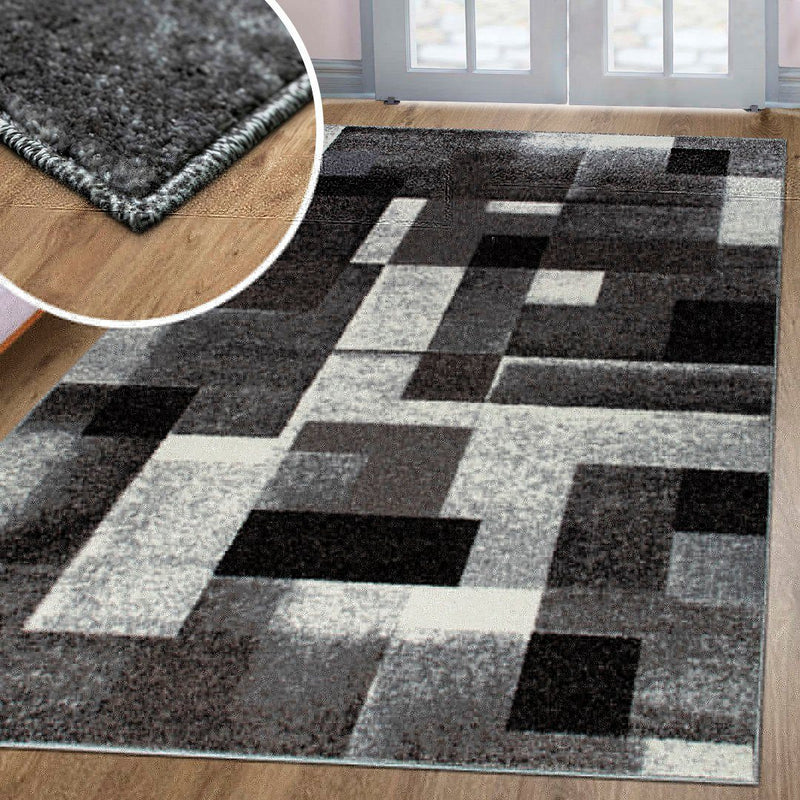 Covor Corinne cu design geometric modern gri 280x380 cm - LunaHome.ro