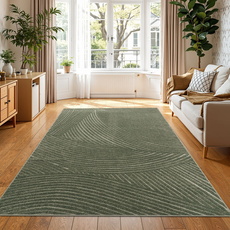 Covor Cotton cu design 3D verde de interior si exterior 160x230 cm - LunaHome.ro