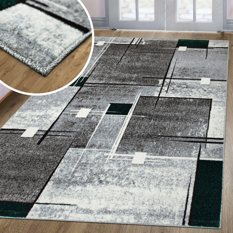 Covor Deblin verde cu fir scurt model geometric 160x230 cm
