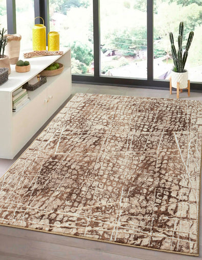 Covor Elis cu model modern, fire scurte maro-bej 160x230 cm - LunaHome.ro