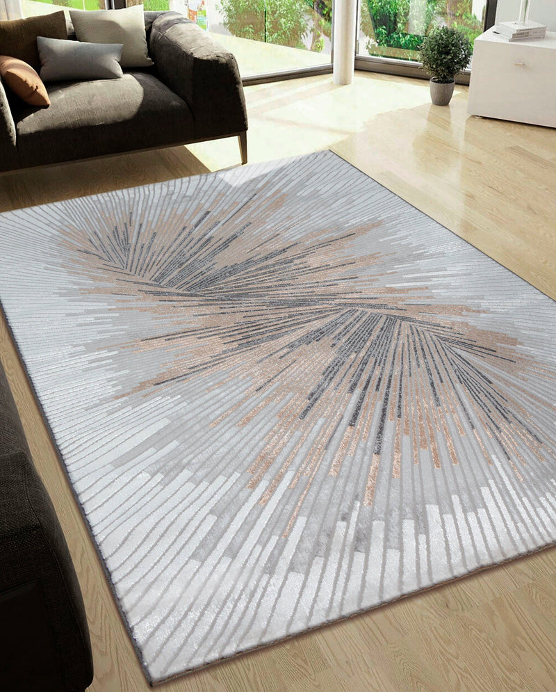 Covor Elora cu fire scurte, model 3D cu stralucire discreta 120x170 cm - LunaHome.ro