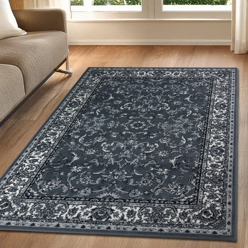 Covor Ezzo cu model clasic oriental gri cu bordura 240x330 cm - LunaHome.ro