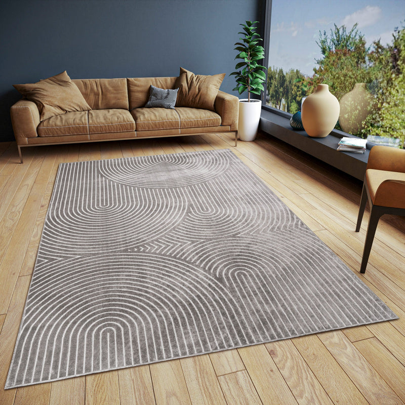 Covor Faron cu fire scurte, design scandinav gri, 120x160 cm - LunaHome.ro