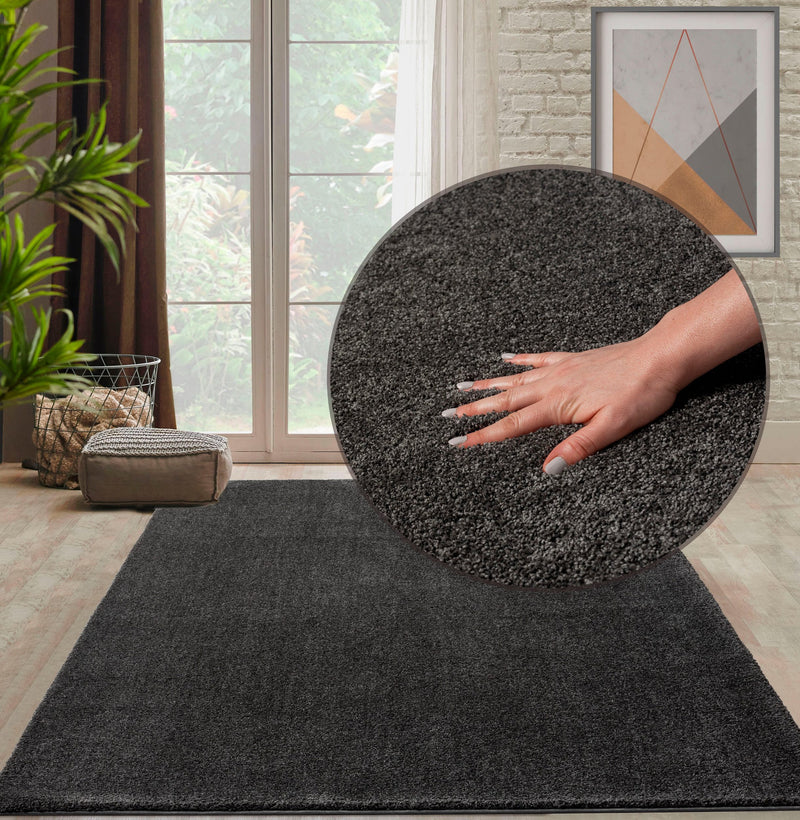 Covor Forest shaggy pufos gri antracit 160x230 cm - LunaHome.ro
