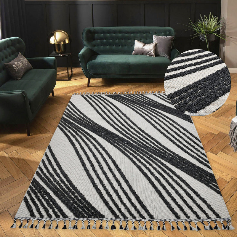Covor Friesach cu aspect boho, model 3D gri 160x230 cm - LunaHome.ro