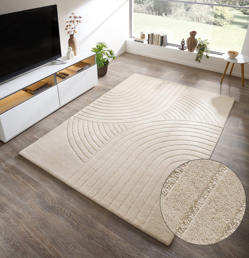 Covor Gabbo Design din lână țesut manual crem 200x290 cm - LunaHome.ro