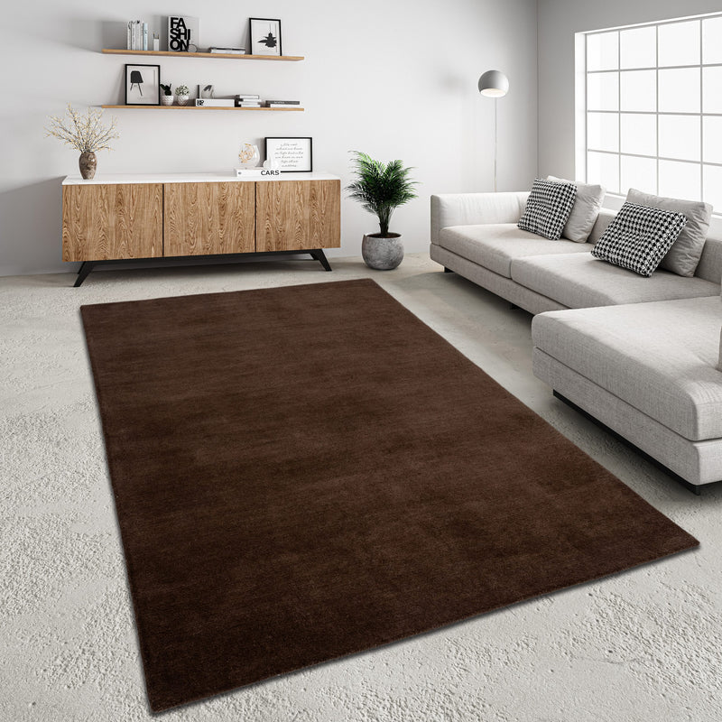 Covor Gabbo Natur din lână țesut manual maro inchis 300x400 cm - LunaHome.ro