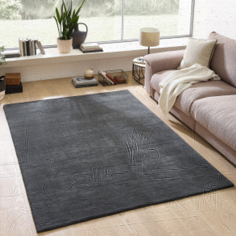Covor Gabbo Natur din lână țesut natural gri inchis 120x180 cm - LunaHome.ro