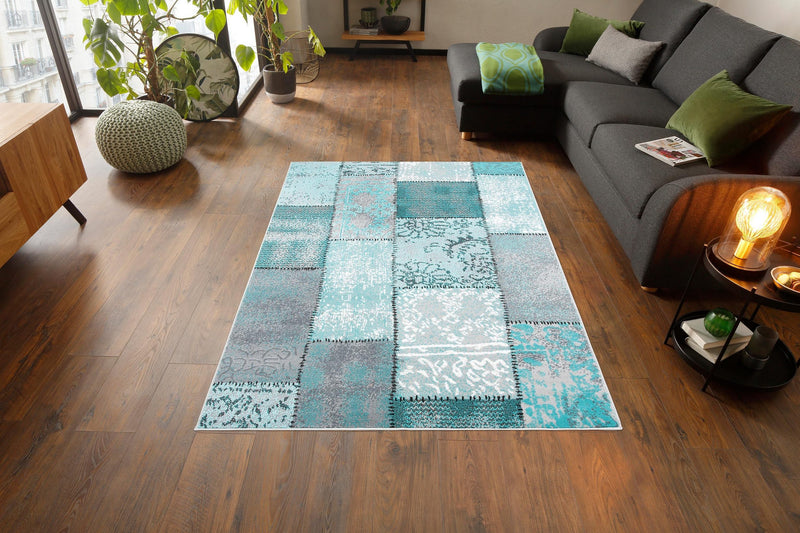 Covor Garry cu model patchwork albastru, 160x230 cm - LunaHome.ro