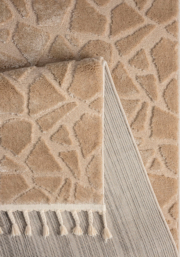 Covor Geron cu aspect de lana stil boho scandi culoare nisip, 120x180 cm - LunaHome.ro