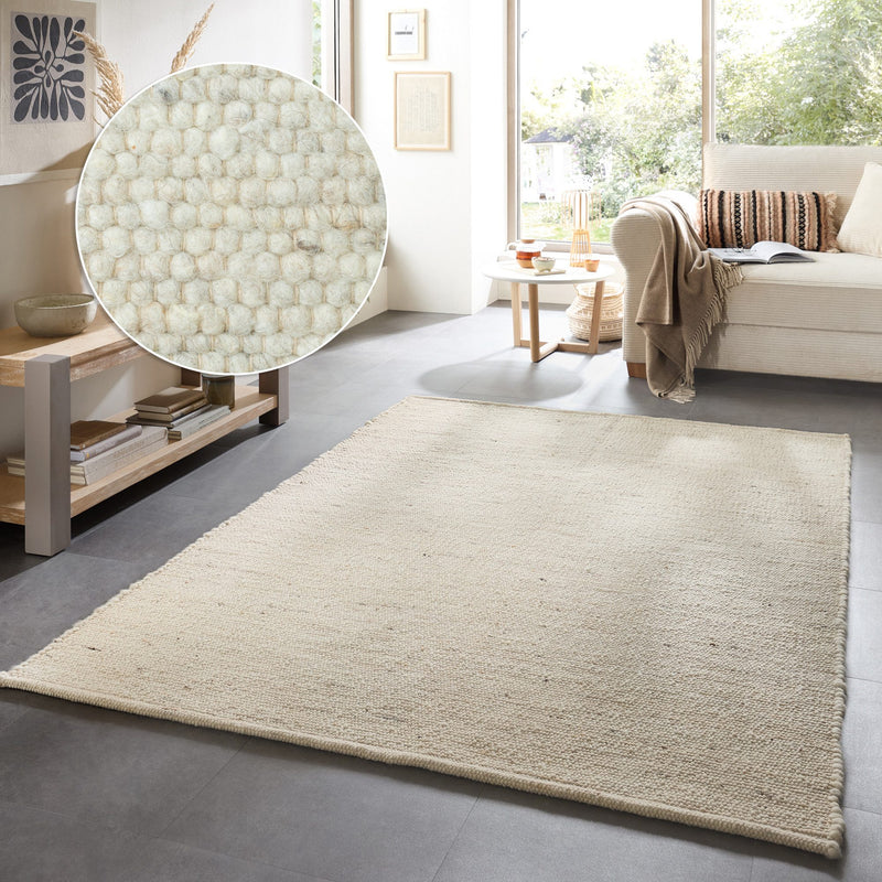 Covor Greith din lână țesut manual aspect scandi boho 190x290 cm - LunaHome.ro