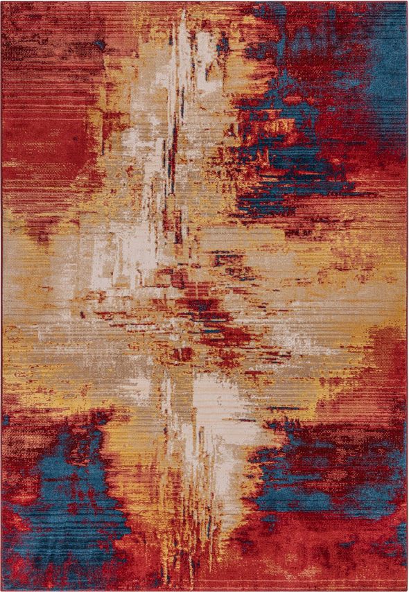 Covor Joah cu model abstract multicolor, fire scurte, 70x140 cm - LunaHome.ro