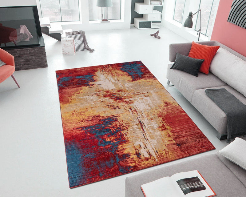 Covor Joah cu model abstract multicolor, fire scurte, 70x140 cm - LunaHome.ro