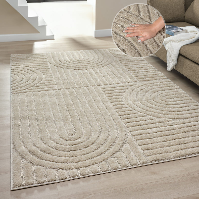 Covor Jonne cu model modern scandi boho bej 200x300 cm - LunaHome.ro