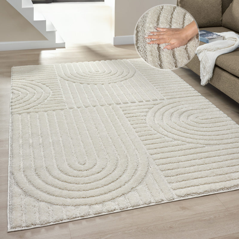 Covor Jonne cu model modern scandi boho crem 200x300 cm - LunaHome.ro