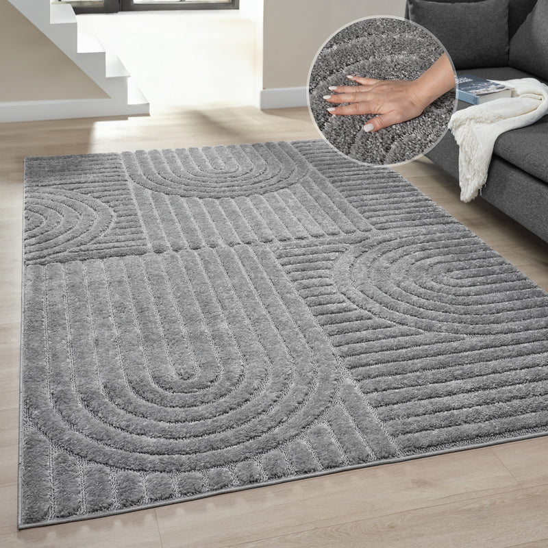 Covor Jonne cu model modern scandi boho gri 160x230 cm - LunaHome.ro