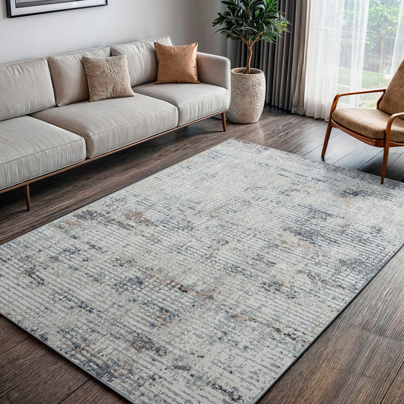 Covor  Kaylan gri- bej cu fir scurt si aspect vintage 3D 200x290 cm - LunaHome.ro