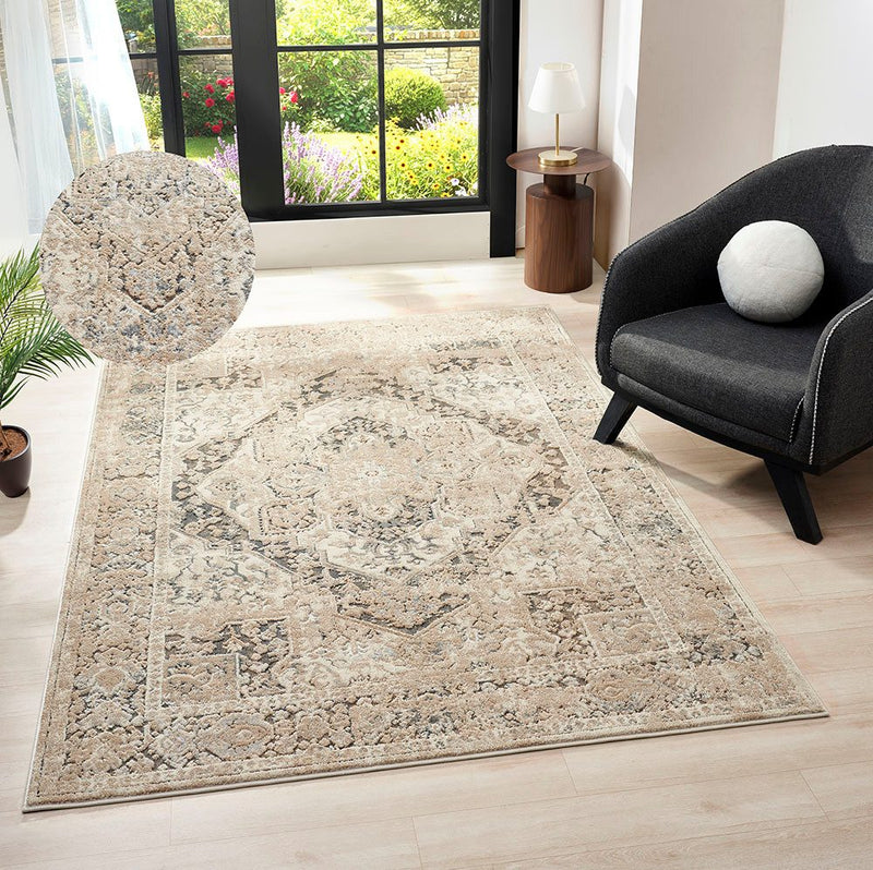 Covor Kylan cu model vintage elegant 3D bej 160x230 cm - LunaHome.ro