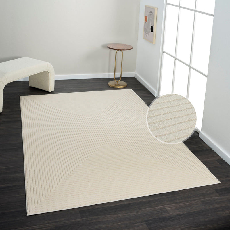 Covor Kylian cu design scandi-boho crem 60x90 cm - LunaHome.ro
