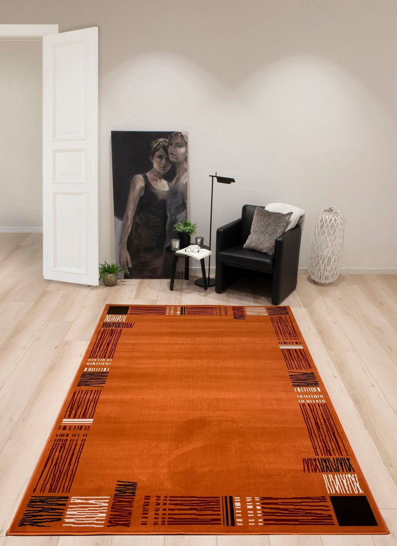 Covor Lenting cu chenar, model modern, terra 80x150 cm - LunaHome.ro