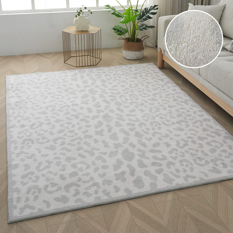 Covor Leo cu imprimeu modern gri crem pufos 160x220 cm
