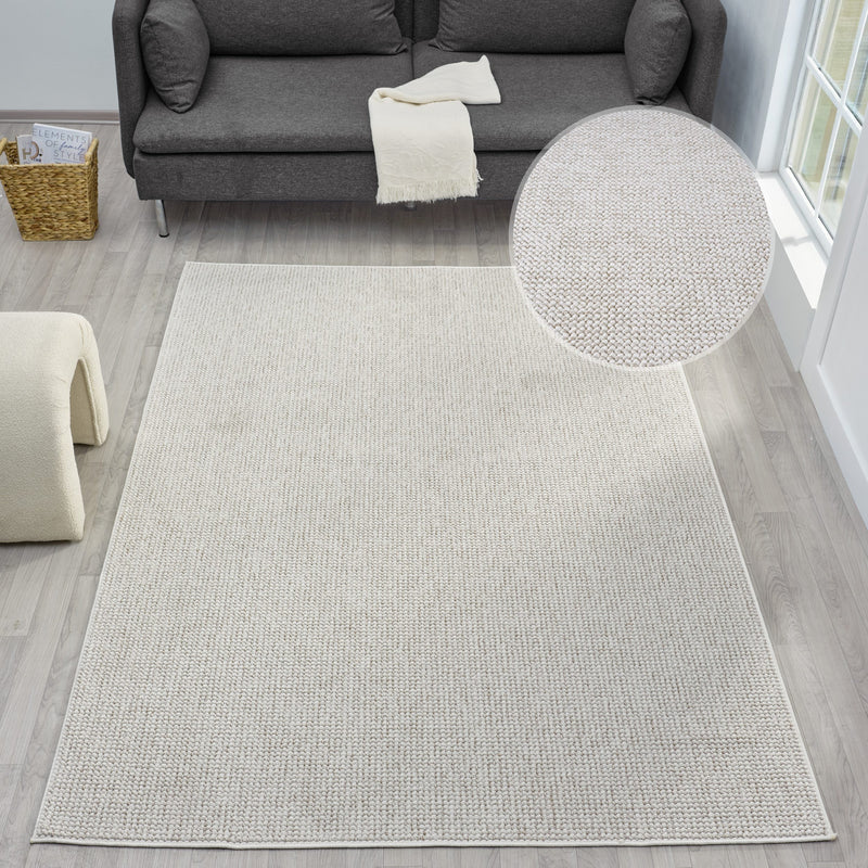 Covor Lilri crem cu aspect de lână, model cu noduri 200x300 cm