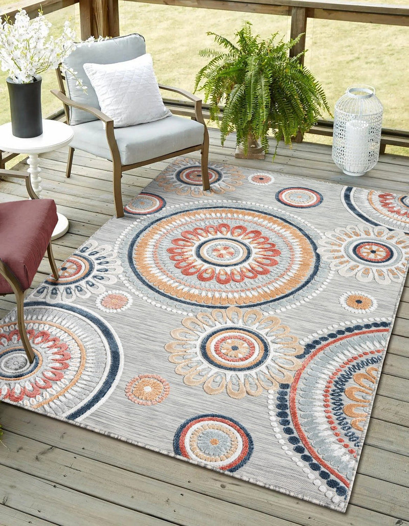 Covor Loop pentru interior si exterior cu model 3D gri 140x200 cm - LunaHome.ro