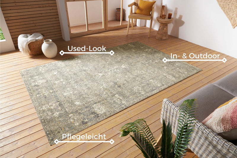 Covor Luxor cu fire scurte crem, de interior si exterior 190x280 cm - LunaHome.ro