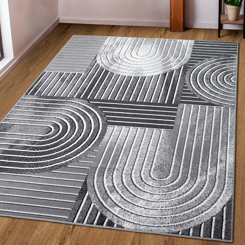 Covor Lysandra cu aspect scandinav gri inchis, 120x180 cm - LunaHome.ro