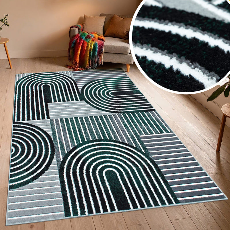 Covor Lysandra cu aspect scandinav verde inchis 120x180 cm