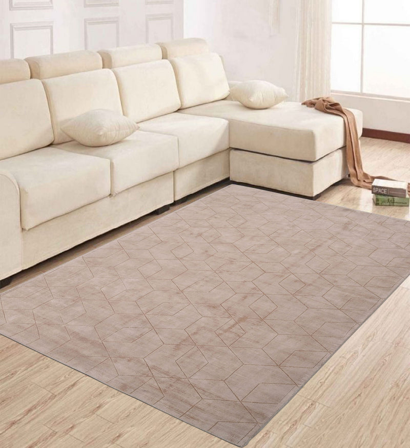 Covor Manju din viscoza cu aspect de matase bej 120x180 cm - LunaHome.ro