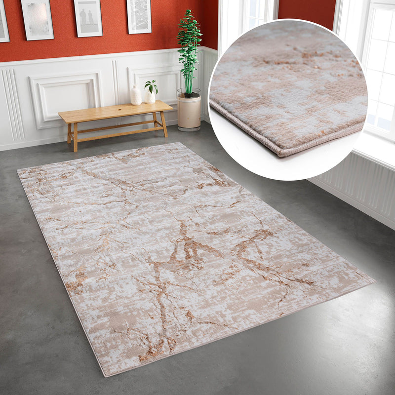 Covor Marbre bej auriu foarte moale si confortabil 160x230 cm - LunaHome.ro