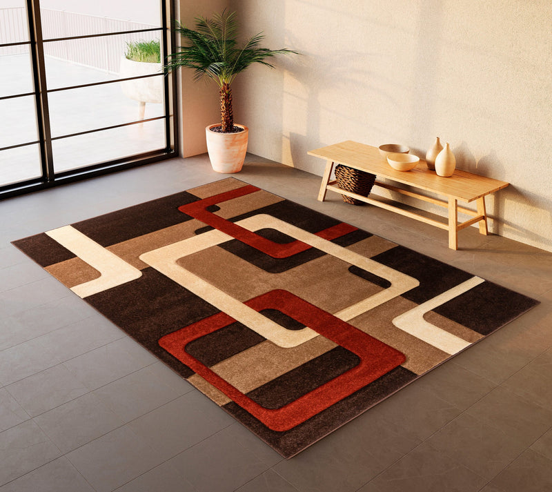 Covor Maxim cu model geometric modern maro 240x320 cm - LunaHome.ro