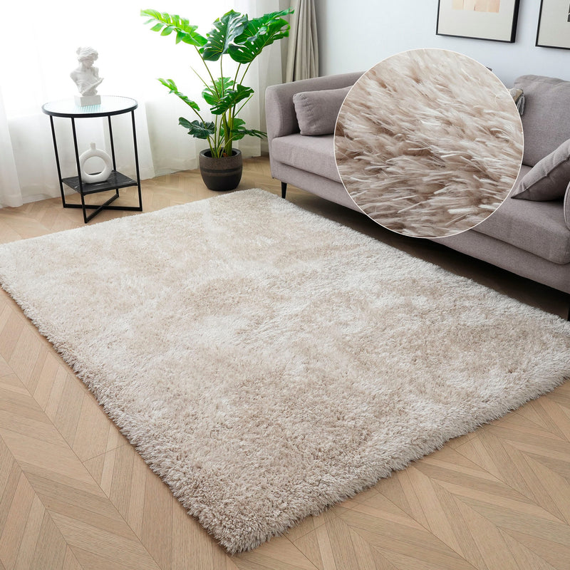 Covor MicroShaggy bej cu fire lungi pufos 80x150 cm - LunaHome.ro