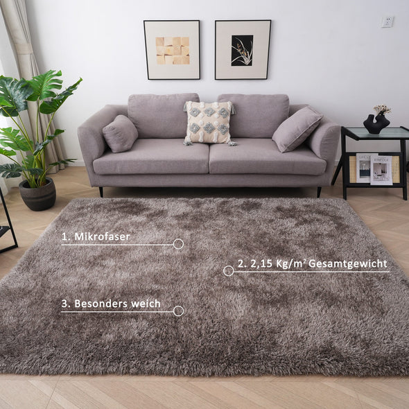 Covor Micro Shaggy pufos pestriț gri-maro 190x280 cm - LunaHome.ro