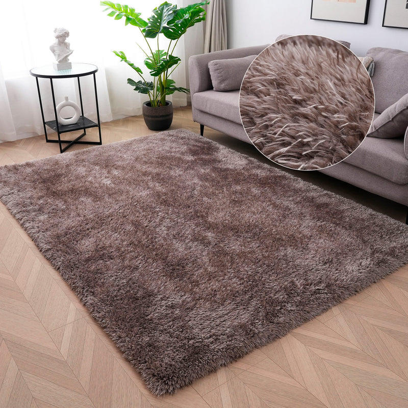 Covor MicroShaggy taupe cu fire lungi pufos 80x150 cm - LunaHome.ro