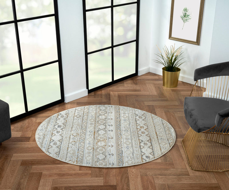 Covor My Nomady cu aspect scandinav, fire scurte crem 120 cm - LunaHome.ro