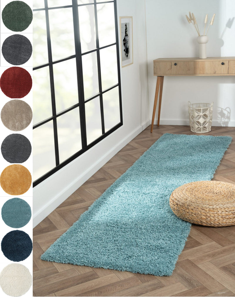 Covor MyShaggy foarte moale si pufos albastru 80x250 cm - LunaHome.ro
