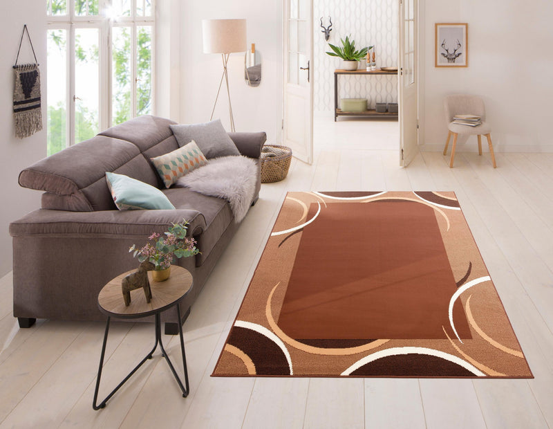 Covor Noah cu model geometric, fire scurte maro 160x230 cm - LunaHome.ro