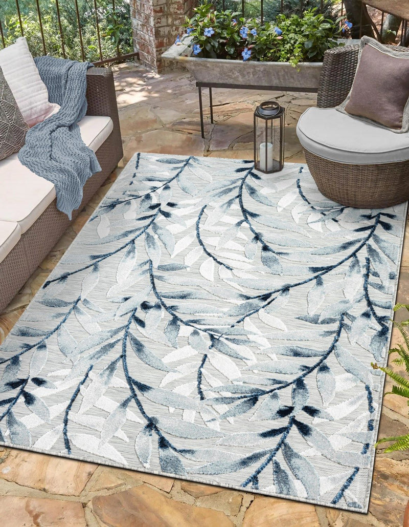 Covor Olivia de interior si exterior gri-albastru 140x200 cm - LunaHome.ro