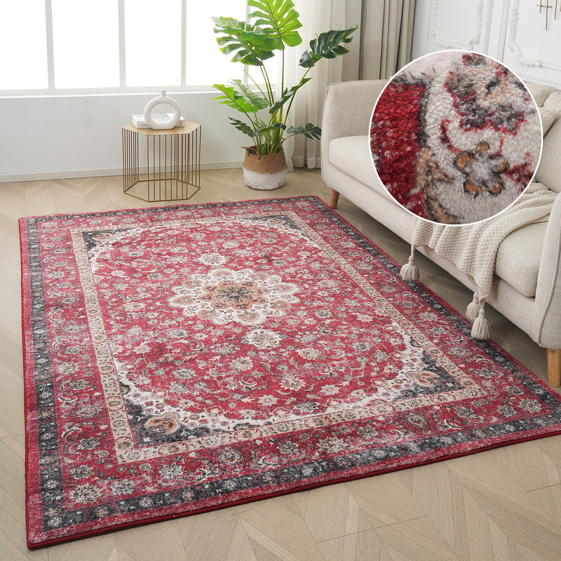 Covor Omar multicolor cu aspect oriental rosu 200x290 cm - LunaHome.ro